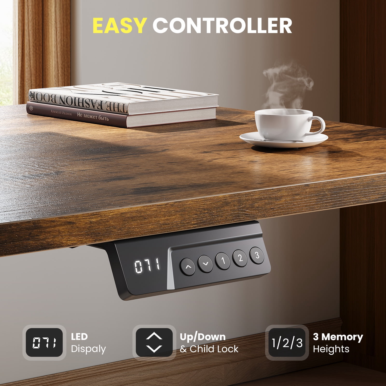 L-shaped Standing Desk – Adjustable Height Electric Desk With Memory Controller