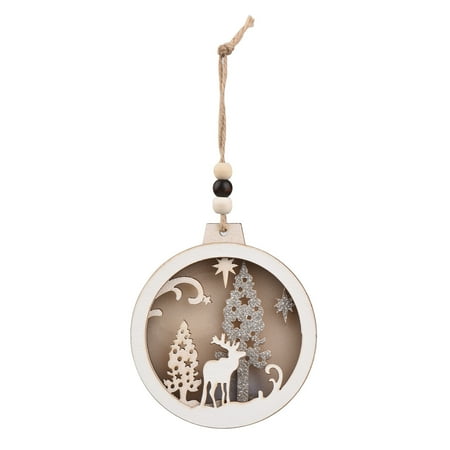 

Romacci Christmas LED Wooden Pendant LED Christmas Tree Hanging Decoration Elk Tree Night Light Christmas Ornament Gift Holiday Festivals Dinner Decor
