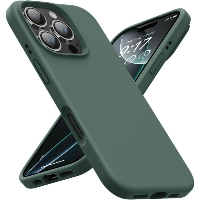 KOMI Designed for iPhone 16 Pro Max Case,Shockproof Liquid Silicone Protective Phone Case with Soft Anti-Scratch Microfiber Lining Ultra Slim Drop Protection Phone Cover 6.9 inch Military Green