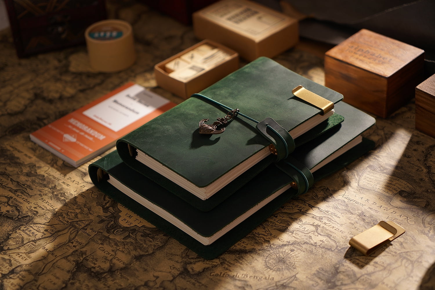 KISSKI·H Olvido A5 Leather Vintage Journal Notebook, 6 Ring Binder Travelers Diary Notebook with Lined, Refillable Writing Padfolio, Versatile Diary/Planner/Sketchbook/Scrapbook, Green
