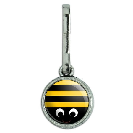 Charm Strap Purse Zipper Pull - Bumble Bee Party Girl Birthday Antiqued Charm Clothes Purse Backpack Zipper Pull