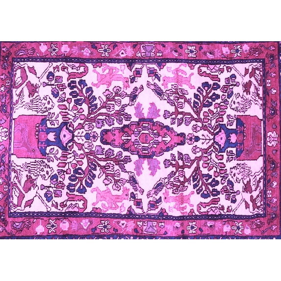 Ahgly Company Indoor Rectangle Medallion Purple Traditional Area Rugs, 3' x 5'