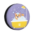 thumbnail image 1 of Balery Corgi Washing in Bathtub Cubiertas para Neumáticos - Protector Resistente para Neumáticos de Camioneta, SUV, Remolque, Camper y RV-15 inch, 1 of 6