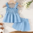 thumbnail image 4 of UAYOTSE Toddler Baby Girl Summer Waffled Clothes Set 2T 3T 4T 5T 6T Flower Short Sleeve Round Neck Tops Elastic Waist Shorts Outfit,Sizes 2-3 Years, 4 of 6