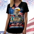 thumbnail image 4 of GEWSEY Patriotic Scrub Tops for Women 4th of July Flag Print V Neck Tee Short Sleeve Casual Tops Working Uniform (Bronze, XL), 4 of 7