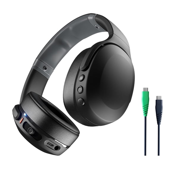 Skullcandy Crusher EVO Audífonos Over-Ear Inalámbricos con Sensory Bass y Cable de Carga Adicional, 40 h de Autonomía, Micrófono, Compatibles con iPhone Android y Dispositivos Bluetooth, Negro