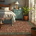 thumbnail image 3 of HIWEAVER Red 9' x 12' Distressed Floral Vintage Area Rug for Living Room Washable Non Slip Indoor Carpet for Bedroom Decor Low Pile Farmhouse Floor Cover, 3 of 6
