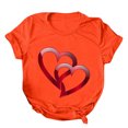 thumbnail image 3 of Women's Valentine's Day Casual Round Neck Overlapping Red Heart Printed Short Sleeved T Shirt Top Womens Turtle Neck Long Sleeve Tops Loose Workout Shirts Women Plain Shirt Striped Tee Women Short, 3 of 4