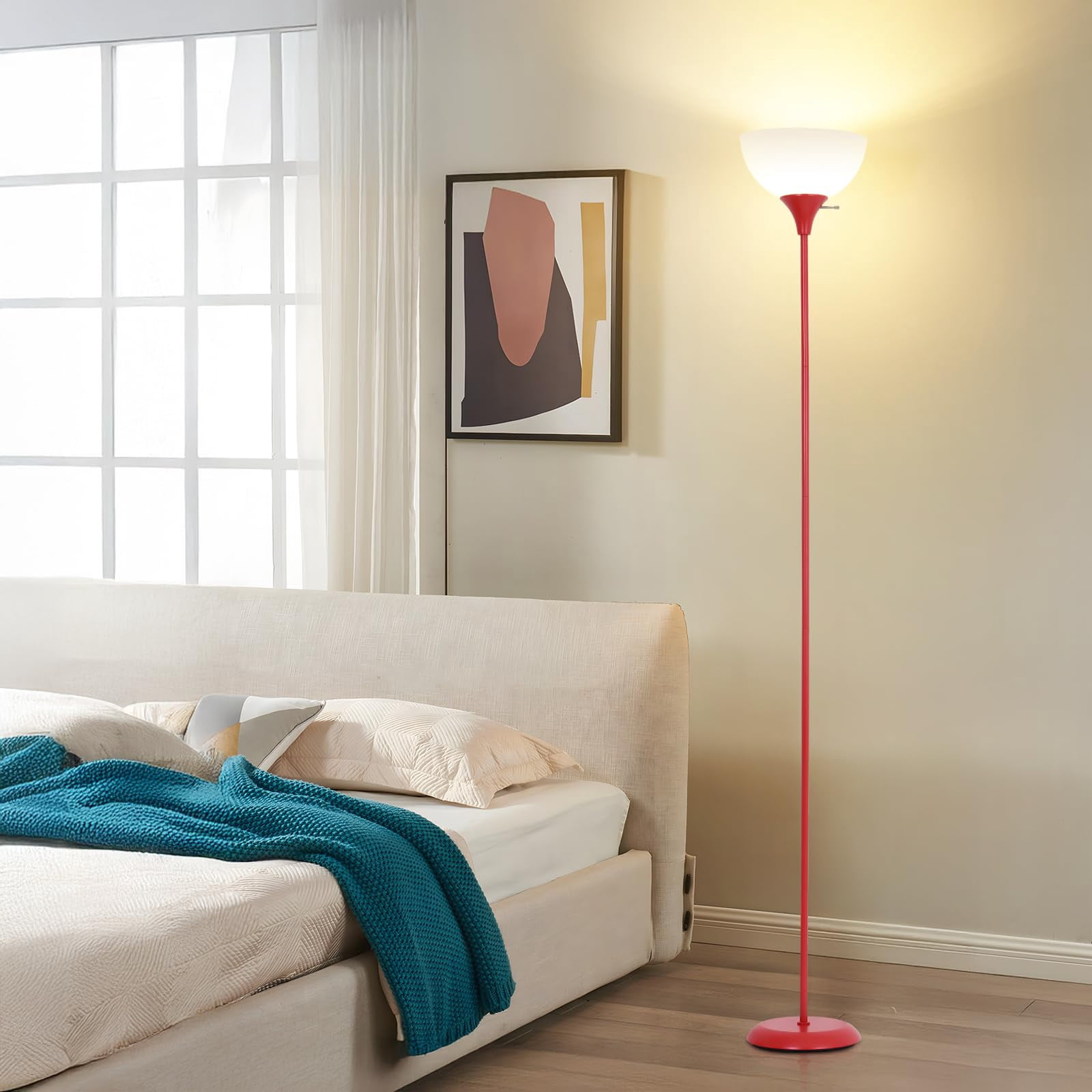 Red Floor Lamp Dimmable Standing Lamp for Living Room Bedroom Study Office Kids