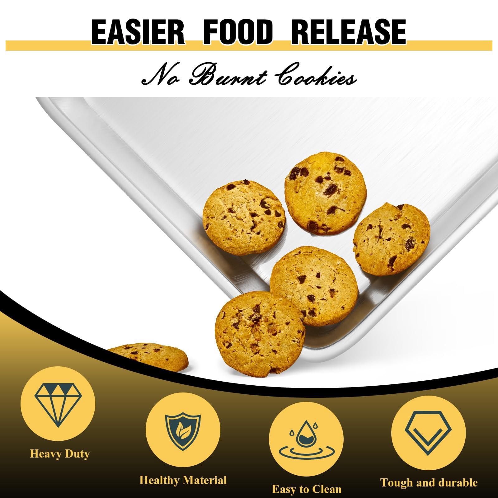 Baking Sheet Pan Set of 3 Commercial Quality Aluminum Cookie Sheets for Oven