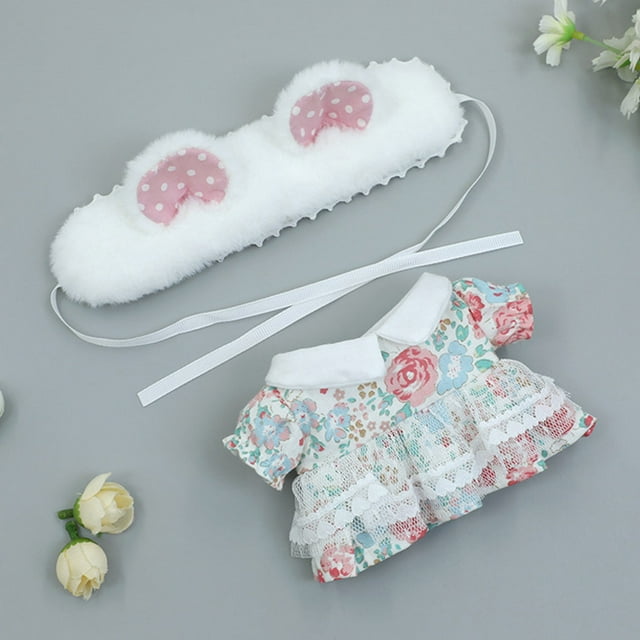 Poupée Nue en Coton Confortable Douce Adorable Robe en Dentelle Rose Colorée Bandeau à Cheveux Accessoires de Poupée Filles Robe Blanche Rose