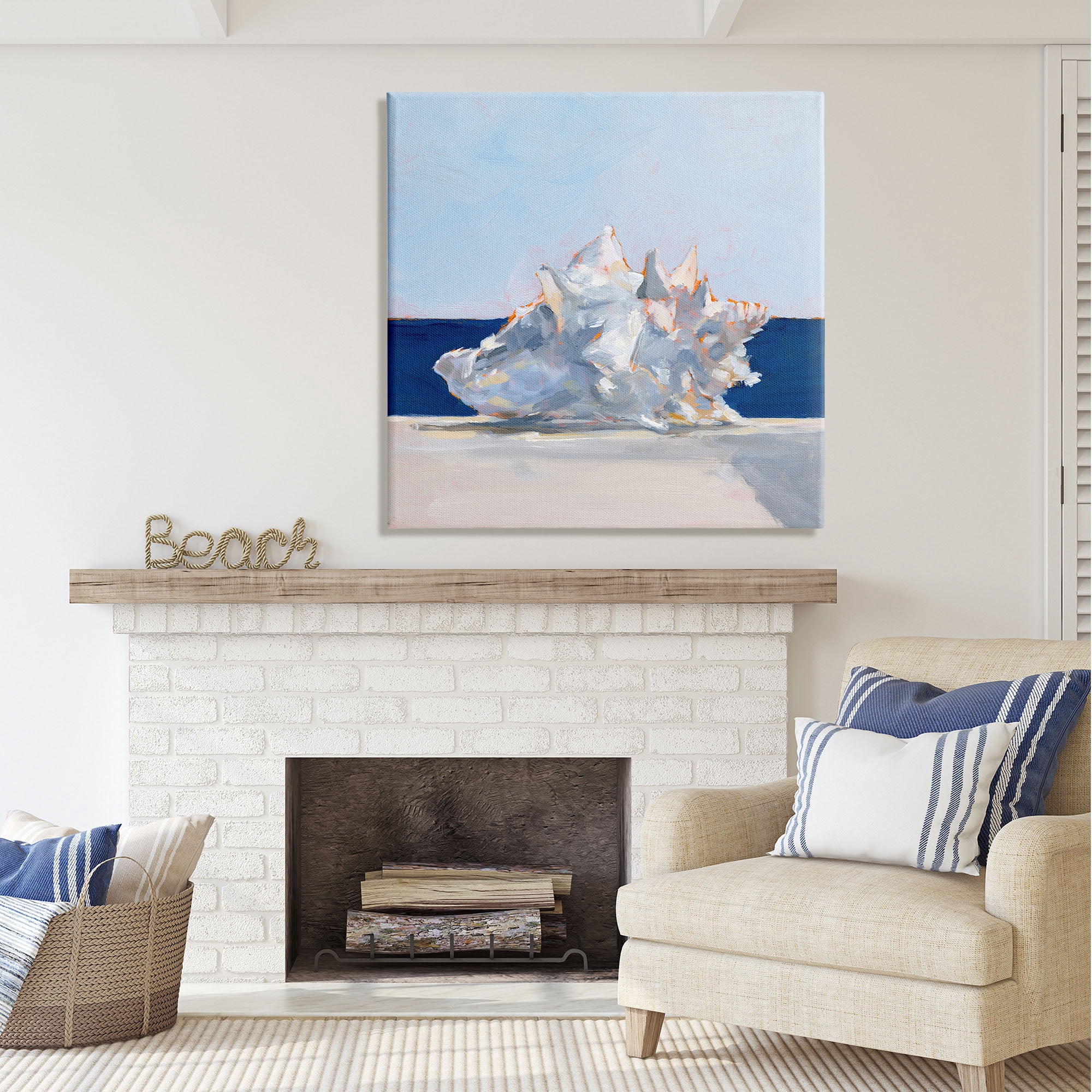 Stupell Industries Conch Shell Painting Animals & Insects Painting Gallery Wrapped Canvas Print Wall Art, 36 x 36
