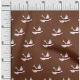 thumbnail image 1 of oneOone Cotton Cambric Brown Fabric White Bird Sewing Material Print Fabric By The Yard 56 Inch Wide, 1 of 4