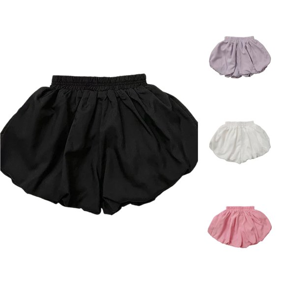 JCCXIN Toddler Baby Girls Puff Shorts Elastic Waist Solid Color Outdoor Daily Playwear Summer Casual Lovely Party Bottoms,Blue,18-24 Months