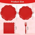 thumbnail image 2 of 96 Pcs Red Paper Plates and Napkins Set Party Supplies, Tableware set for 24 Guest include Disposable Red Scalloped Plates, Napkins and Forks for Baby Shower Bridal Shower Wedding Christmas, 2 of 12