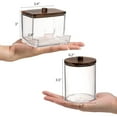 thumbnail image 2 of Bathroom Storage Set for Qtips Cotton Balls, 3-Piece Clear Plastic Jars with Natural Wood Lids, 7oz and 10oz Dispensers Brown, 2 of 6