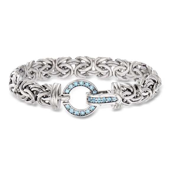 Ross-Simons 0.90 ct. t.w. Sky Blue Topaz Byzantine Bracelet in Sterling Silver, Women's, Adult