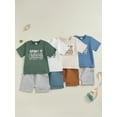 thumbnail image 3 of Toddler Baby Kids Boys Summer Outfits 12 18 24 Months 2T 3T 4T 5T Letter Print Round Neck Short Sleeve T-Shirts Elastic Waist Shorts 2Pcs Clothes Set, 3 of 9