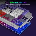 thumbnail image 4 of Teclado para Juegos con 104 Teclas RGB Iluminadas, Panel Totalmente Metálico E Impermeable IPX3 con Reposamuñecas Desmontable - Teclado con Cable USB para Computadora con Windows PC Gamer, Morado y B, 4 of 7