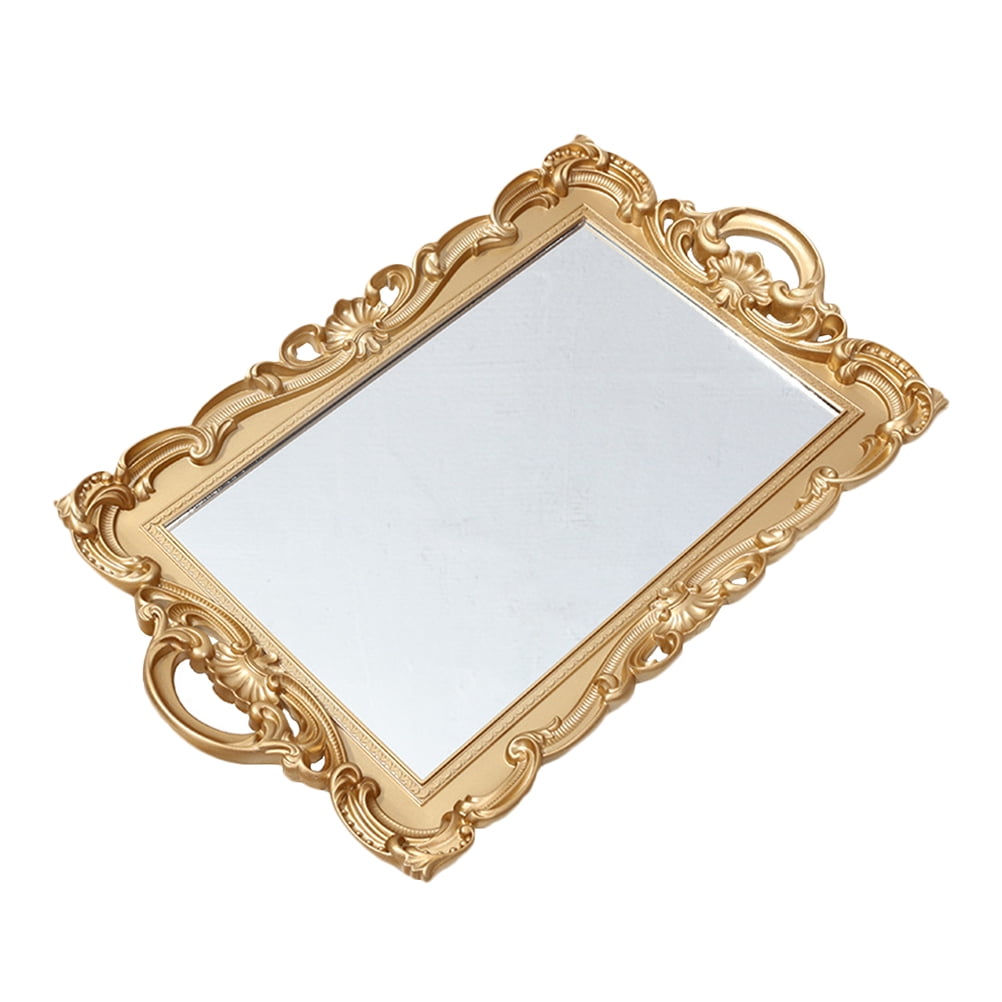 HOMEMAXS Decorative Perfume Tray Mirror Plate Makeup Tray for Dresser