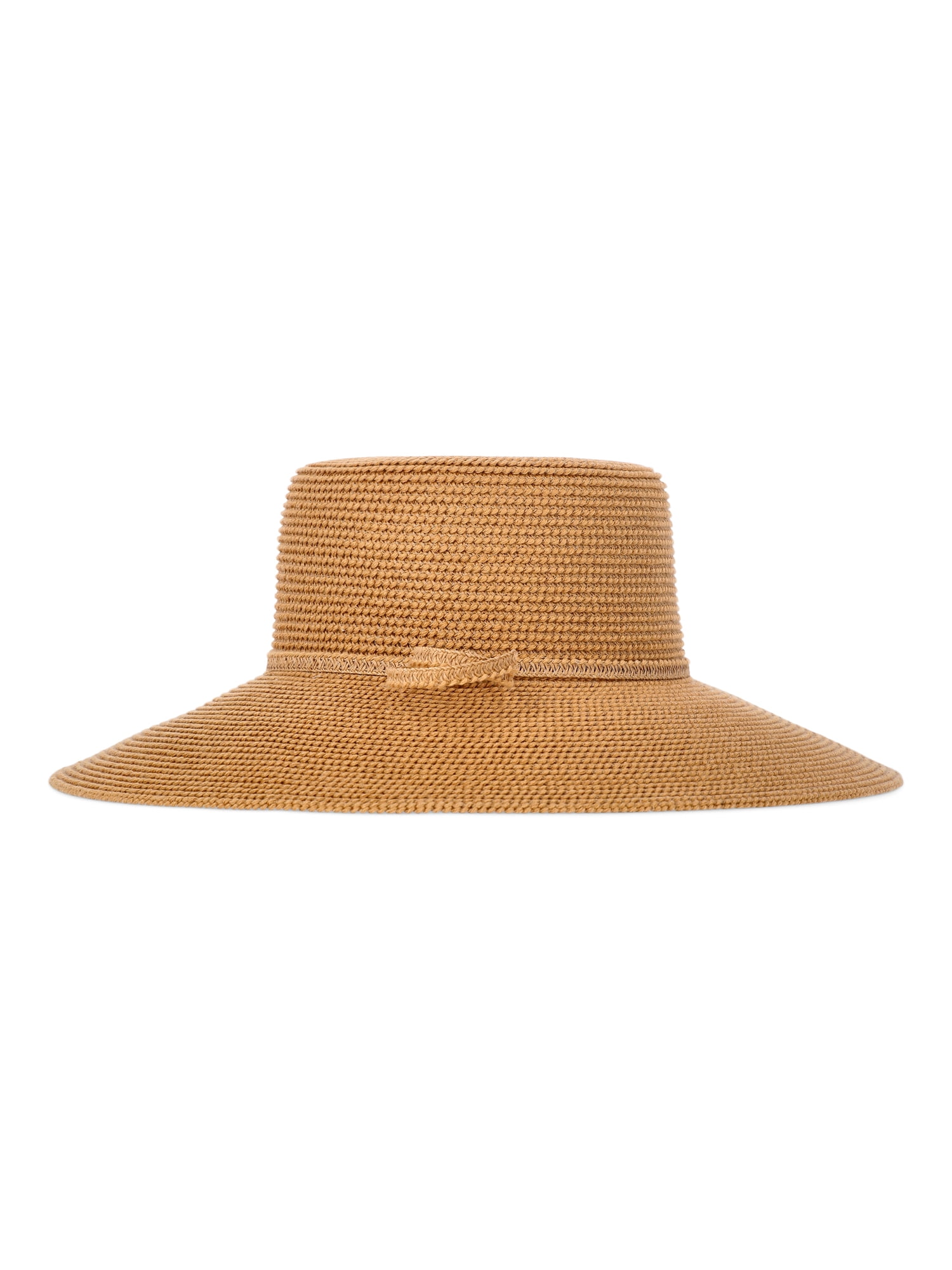 Time and Tru Women's Wide Brim Panama Hat, Brown
