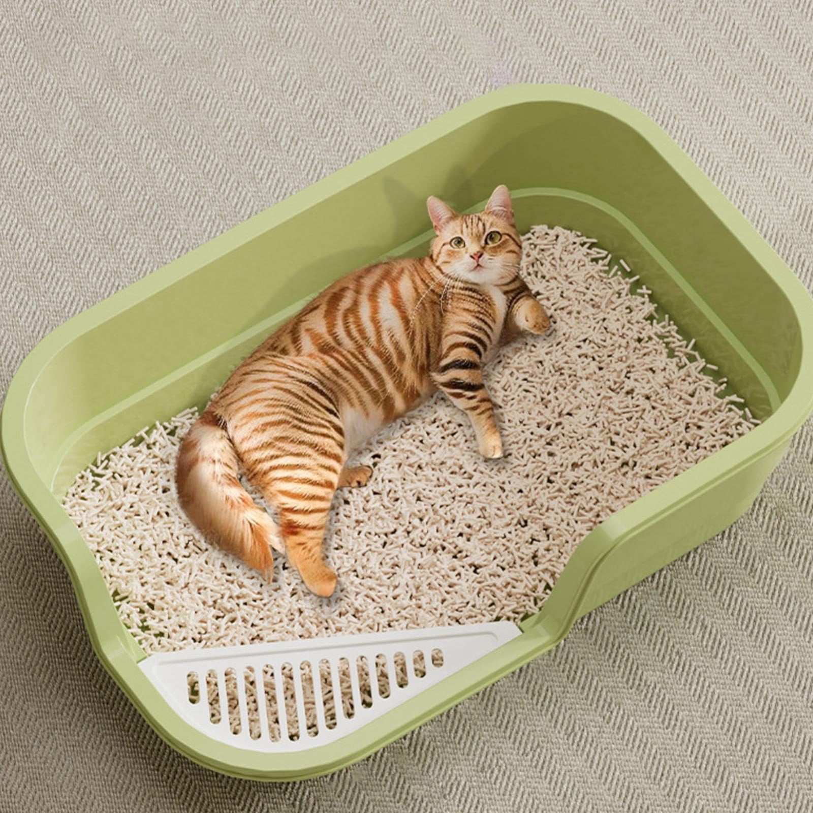 Extra Large Semi Enclosed Cat Litter Box High Sides Low Entry Open Top Kitty Toilet Splash Control for Senior Cats Kittens Multi Cat Home Apartment Senior Cats Multi Cat Clean Home Litter Control