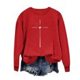 thumbnail image 2 of Valentine's Day Shirt For Womens Classic Love Heart Print Graphic Round Neck Tees Long Sleeved Loose Fit Casual Comforts Sweatshirt Tops Red XL, 2 of 4