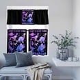 thumbnail image 6 of Kitchen Window Curtains Valance and Tier Set, Dinosaurs Purple Dinosaurs on Black Rod Pocket Tier Curtain Valance Set, Abstract Art Light Filtering Cafe Curtains for Bedroom Living Room, 6 of 9