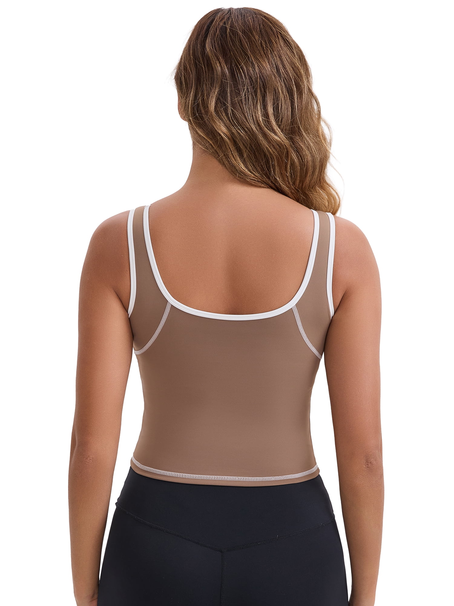 DARING DIVA Women's Nursing Tank Tops Colorblock Cropped Undershirts XL Brown