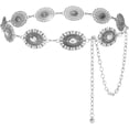 thumbnail image 2 of Monebena Women Concho Chain Belt Western Cowgirl Turquoise Metal Chain Belt for Dress, 2 of 4