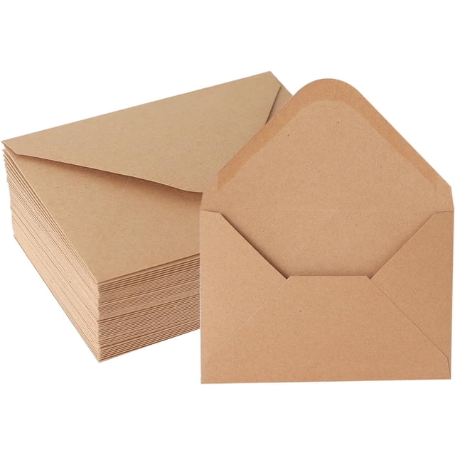 baomifa-V-flap Kraft Envelopes, 50 Pack, 4 x 6 Inch, A4 Envelopes, Card Envelopes, Brown Envelopes, Kraft Paper Envelopes for Invitations, Postcard Envelopes, Water Base Adhesive, Gummed Flap