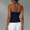 thumbnail image 6 of YUGYXL Halter Neck Tank Tops for Women Sleeveless Solid Color Bandeau Top Asymmetrical Hem Summer Fashion Outfits L, 6 of 7
