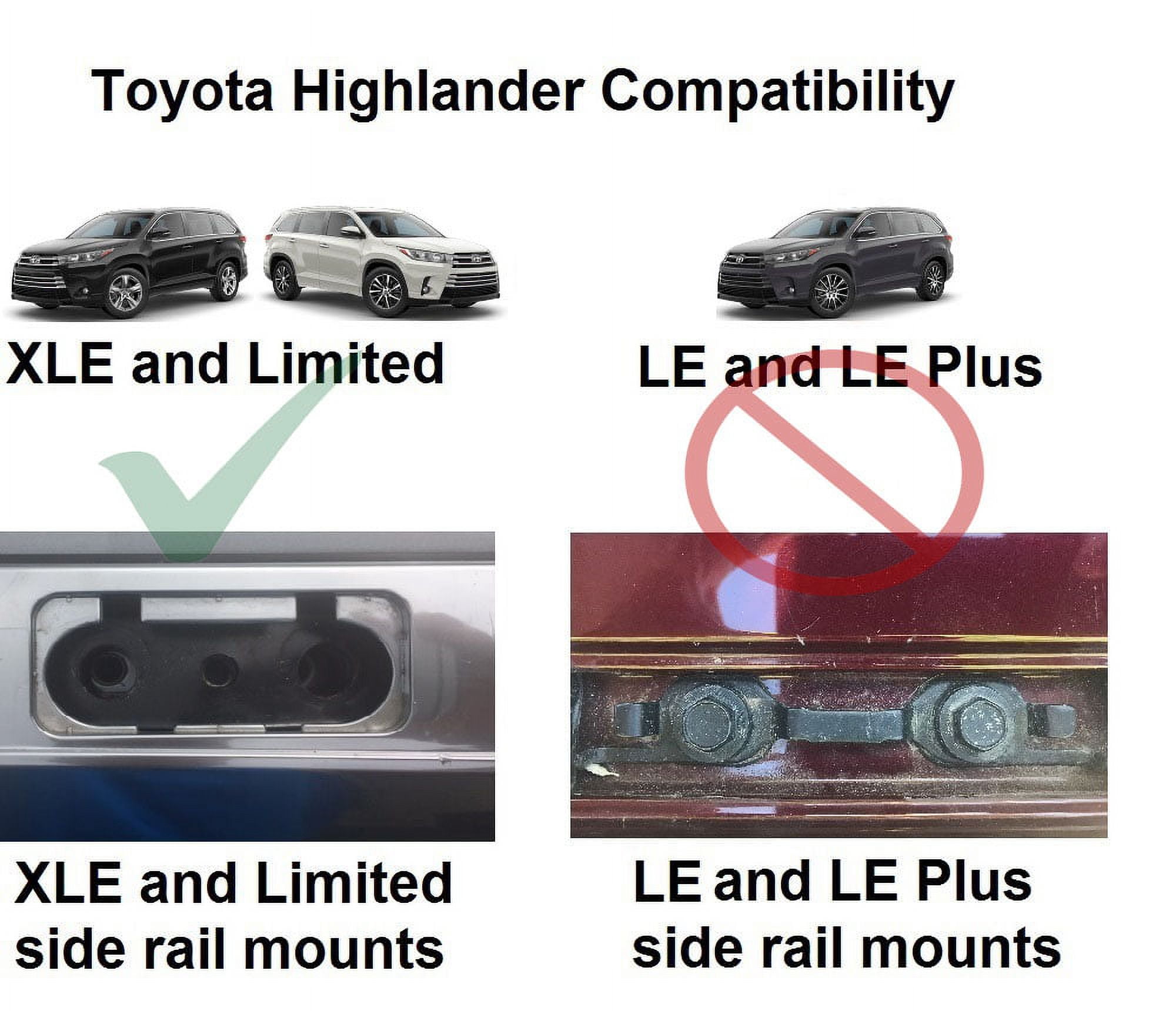 BRIGHTLINES Roof Rack Crossbars Replacement for Toyota Highlander 2014-2019 XLE Limited SE Limited Platinum, a Set of 2pcs, Black Aluminum Rack