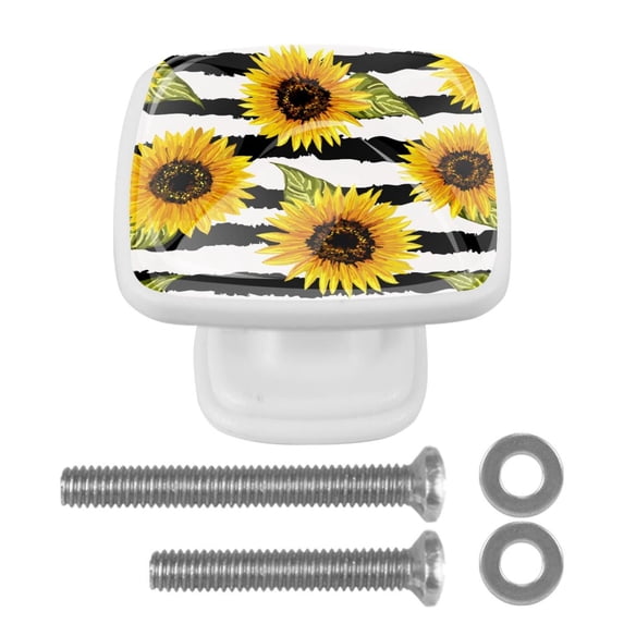 4 Pieces Set Drawer Pulls Handle Square Wardrobe Cabinet Knobs with Stainless Steel Screws Furniture Kitchen Decor