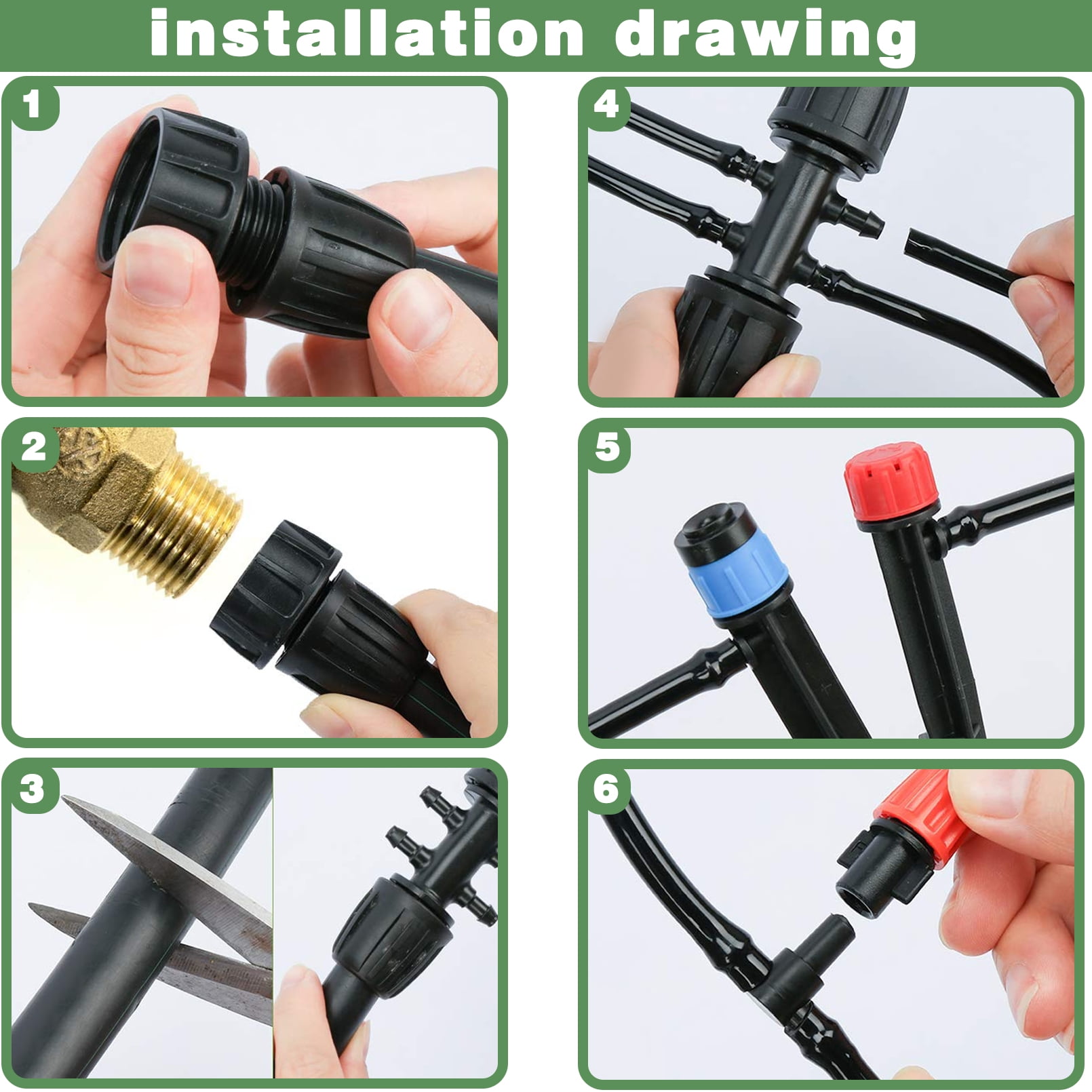 IRmm 240FT Drip Irrigation System Kit, Automatic Garden Watering Misting System for Greenhouse, Yard, Lawn, Plant with 1/2 inch Hose 1/4 inch Distribution Tubing and Accessories