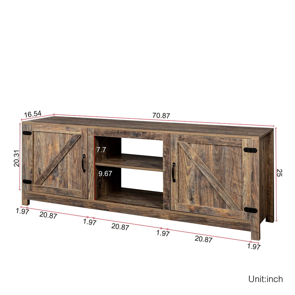Kadyn Farmhouse TV Stand, Modern Entertainment Center with Storage, Wood TV Stand Console with Door, Brown Kadyn Farmhouse TV Stand, Modern Entertainment Center with Storage, Wood TV Stand Console with Door, Brown