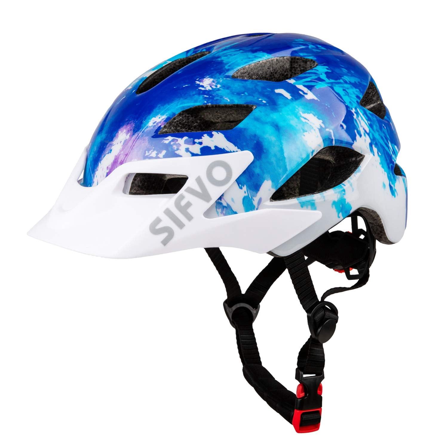 Casque Vélo Enfant SIFVO - Avec Visière Amovible Et Protection Intégrale 52-58cm