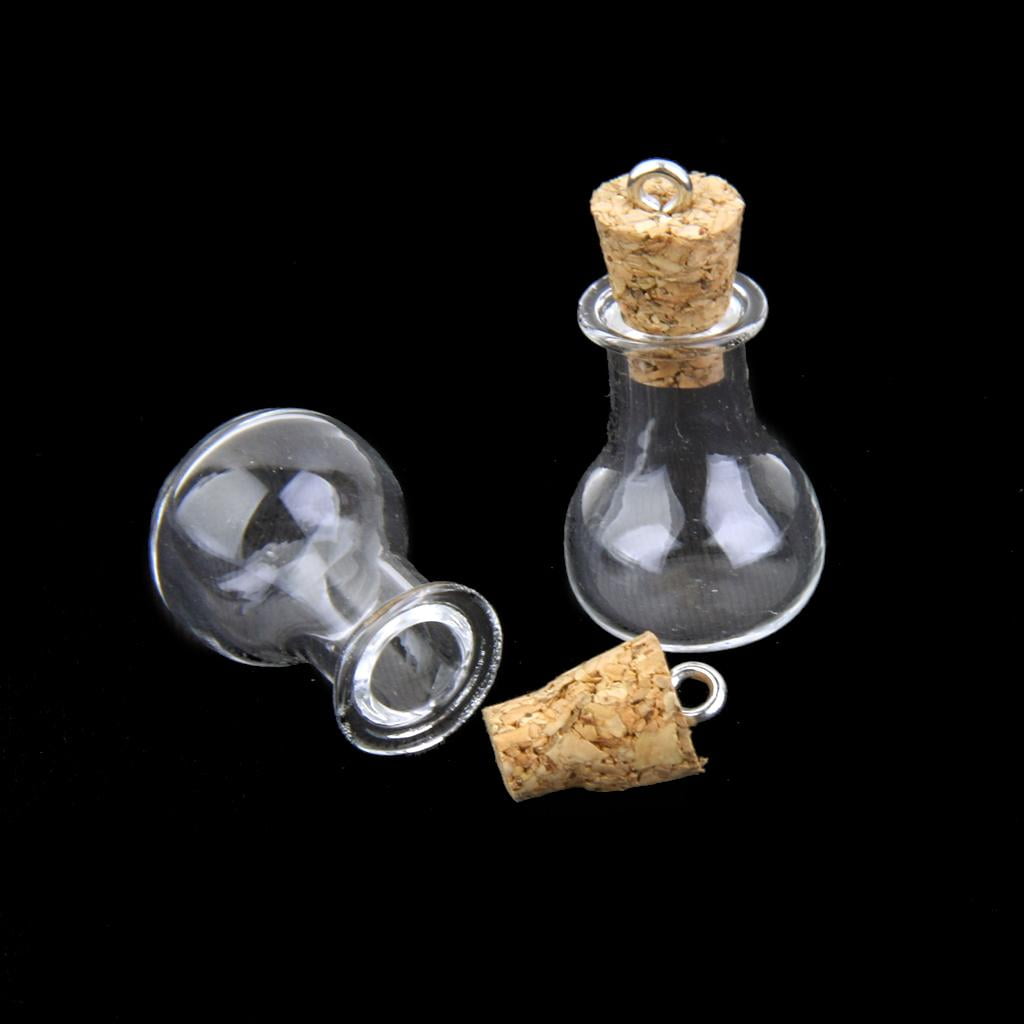 10 Mini Bouteilles En Verre Avec Bouchon Liège - Vides - Pour Pendentifs Ou Création - Neuf