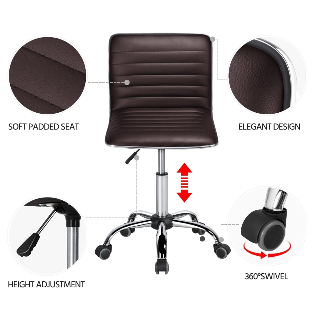 Yaheetech Adjustable PU Leather Office Chair with Wheels, Brown