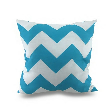 Turquoise Blue And White Chevron Print Indoor Outdoor Decorative
