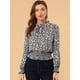 thumbnail image 2 of INSPIRE CHIC Blusa De Mujer Con Volantes Y Peplum Con Cuello Alto Y Manga Abullonada Azul oscuro M, 2 of 6
