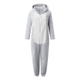 thumbnail image 4 of mgoYE Girls Hooded Onesie Pajamas 2-13 T Cute One Piece Fuzzy Sleepwear Zip Up Jumpsuits Winter Warm Lounge Outfits(Grey,12-13 Years), 4 of 5