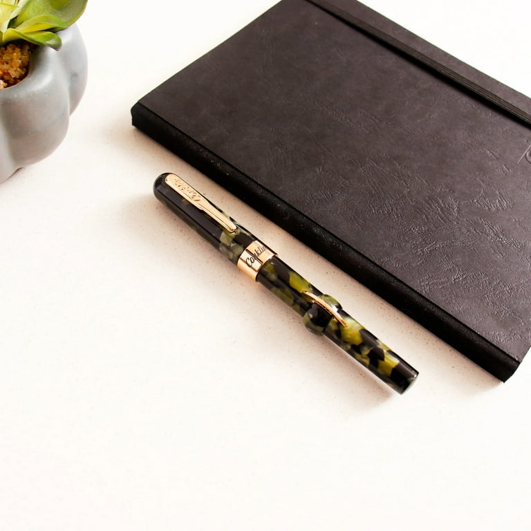 Wordsworth & Black Fountain Pen, Medium Nib Ink Pen, Black Chrome -  Refillable, Calligraphy 