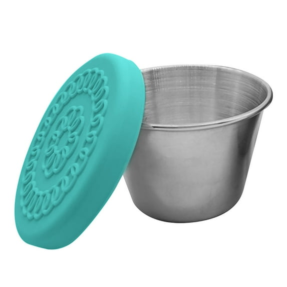 2.5oz Stainless Steel Condiment Containers with Silicone Lids, Condiment Cups, Leakproof Reusable Sauce Container Small Dipping Sauce Cups for Lunch Box Picnic Travel