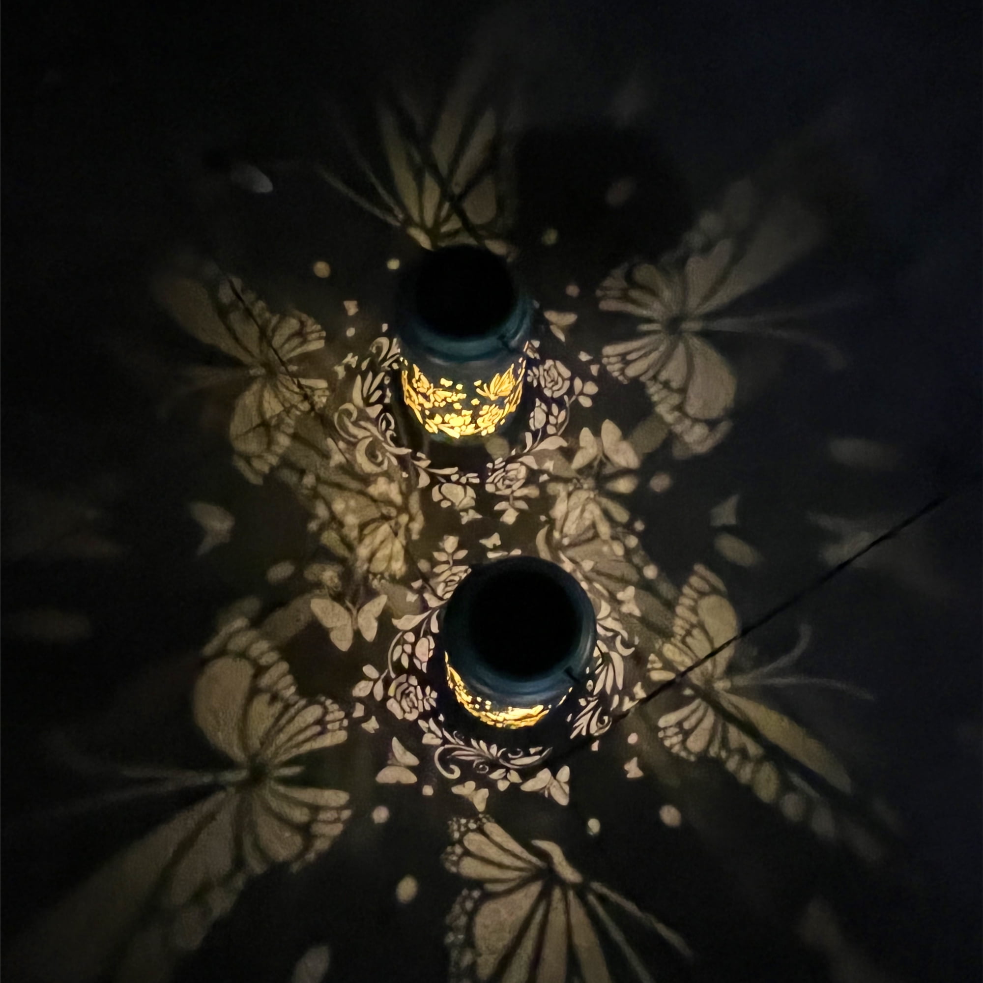 COCOBELA 2 Pack Butterfly Solar Lanterns Outdoor Hanging Metal Decorations Waterproof with LED Light, Landscape Lights for Garden Patio Yard Lawn Backyard Front Porch Gifts for Mom Grandma