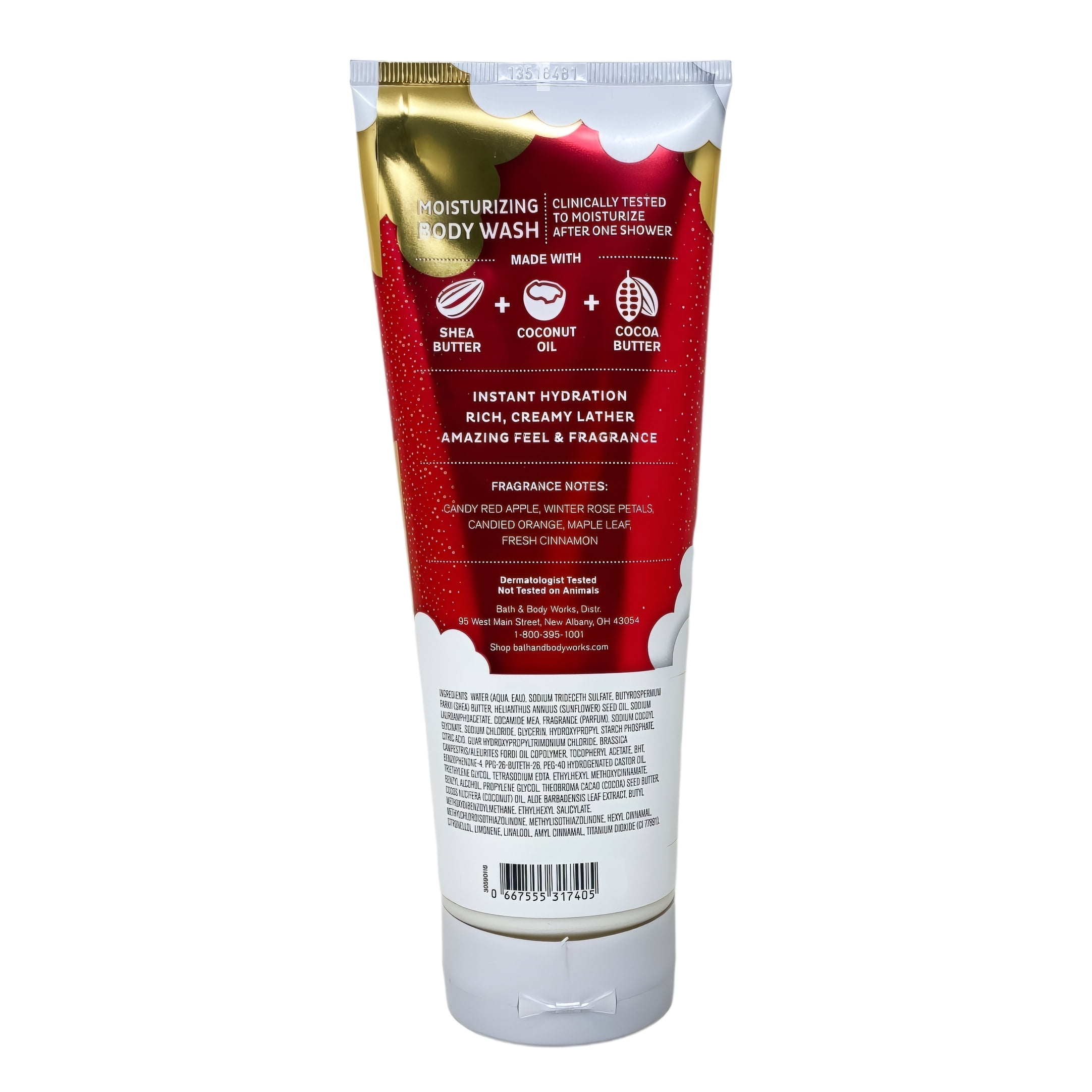 Bath & Body Works Winter Candy Apple 2 Moisturizing Body Washes with a Cherry On Top Bar Soap