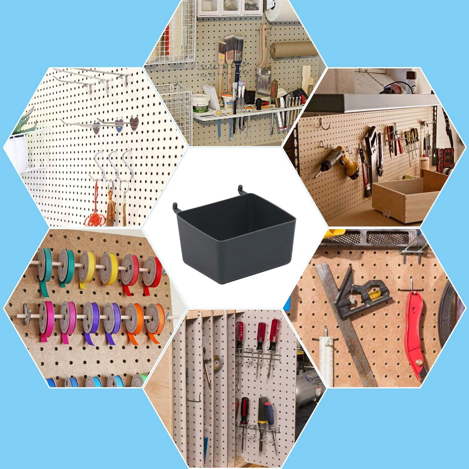 228 Pcs Pegboard Hooks Assortment with Metal Hooks Sets, Pegboard Bins, Peg Locks for Organizing Storage System Tools