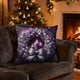 thumbnail image 1 of Funda de almohada navideña de estilo europeo | Cojín morado para cabecero con diseño de Papá Noel, vela y corona | Funda decorativa para sofá de dormitorio de 45 x 45 cm, 1 of 5