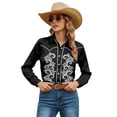 thumbnail image 6 of Western Shirts for Women Cowgirl Cowboy Floral Print Button Down Shirt Long Sleeve Snap Spring Fall Black Outfits L, 6 of 6
