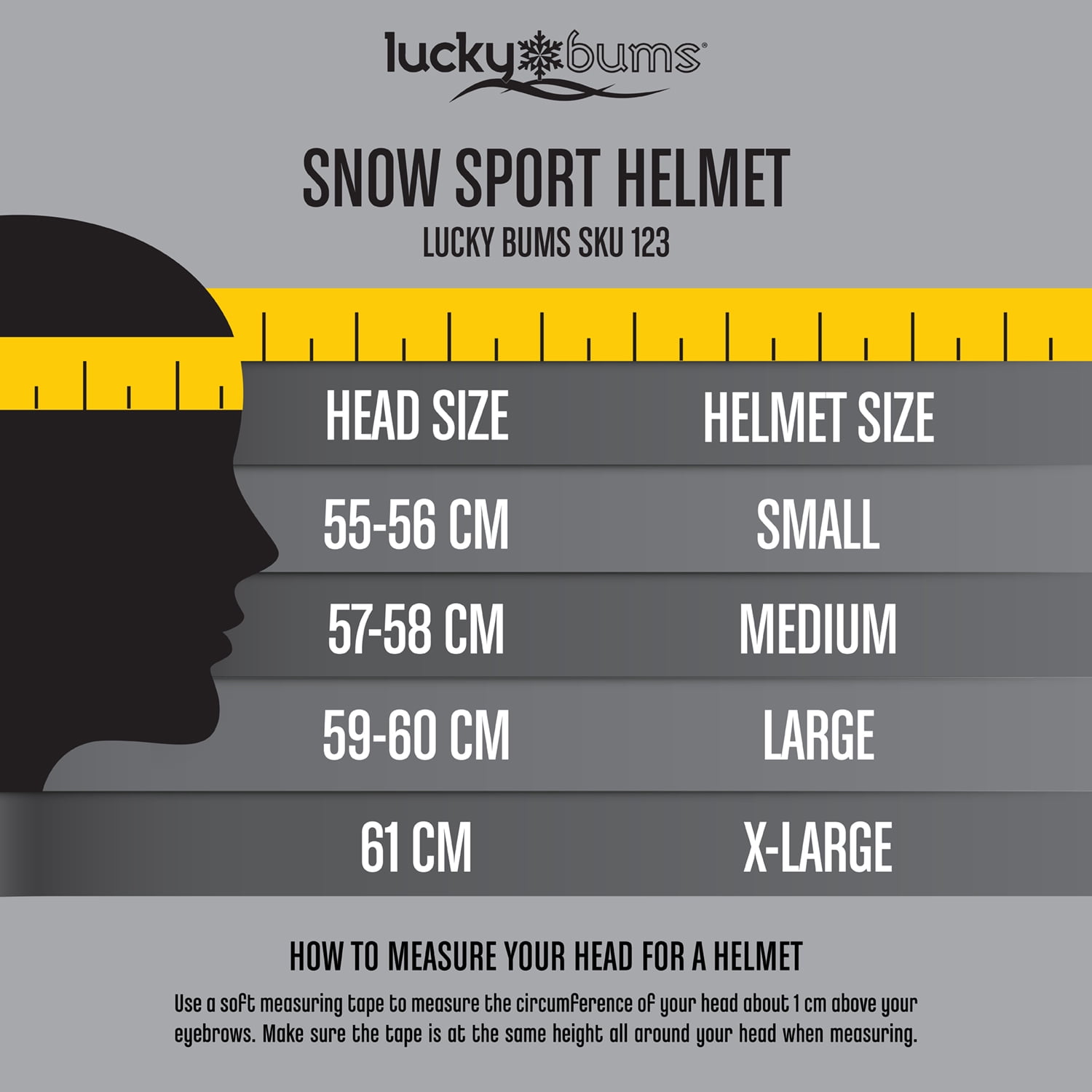 Lucky Bums Snow Sport Helmet, Skull, Large